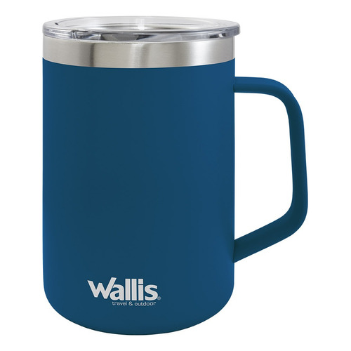 Taza Térmica Con Doble Capa De Acero Inoxidable, 420 Ml Color Azul Liso