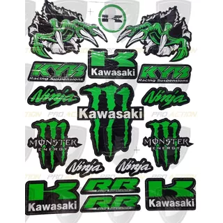 Stickers Calcomanías Plantillas Reflejantes Monster Kawasaki