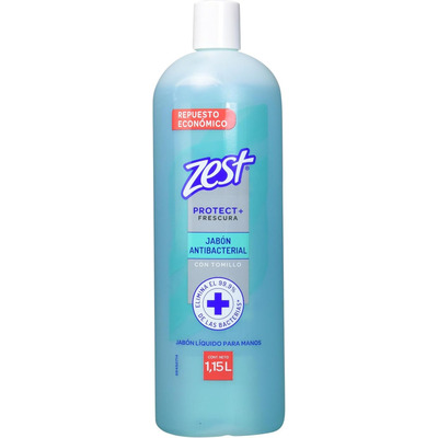 Zest Jabón Líquido Antibacterial Para Manos Tomillo Y Té Verde Suavidad Y Limpieza Profunda Que Elimina El 99.9% De Las Bacterias 1.15l