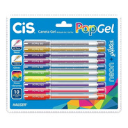 Kit Caneta Gel Pop Gel Neon + Glitter Cis 10 Cores Oferta!