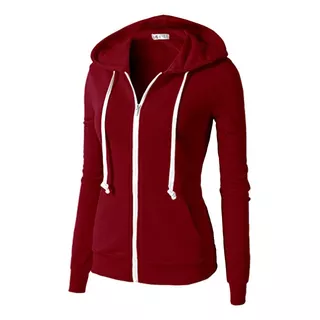 Campera Hoodie Con Capucha Slim Fit Mujer Algodón