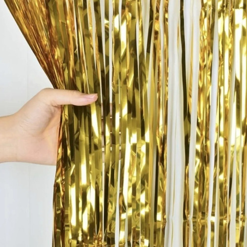  Party Store cortina metalizada 240 x 90cm decoracion cumpleaños cotillon color dorado