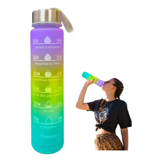 Botella De Agua 300ml Motivacional Deportiva Agua Diaria