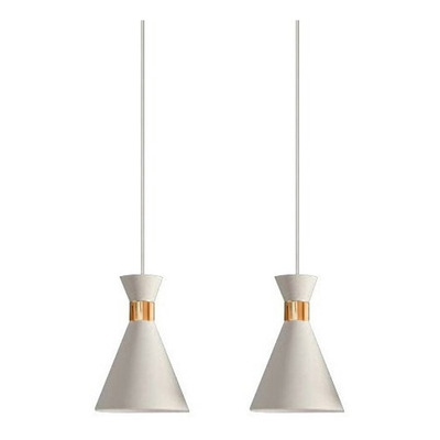 Lampara Colgante De Diseño Galina 2 Luces Blanco/cobre Nk