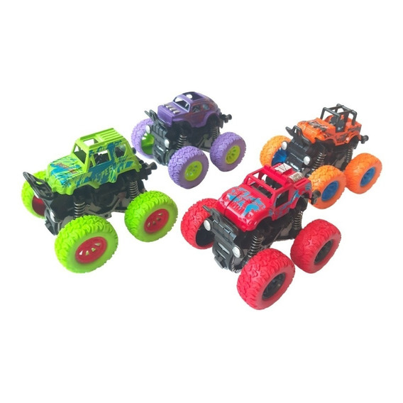 4pack Autos Monster Cars Colores A Friccion Escaladores