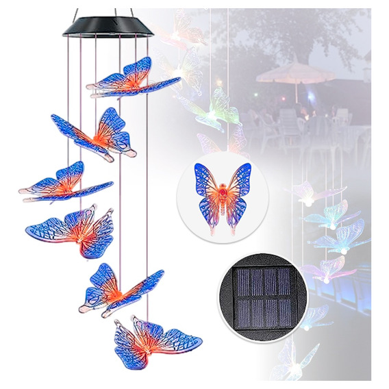 Mariposas Solar Estilo Colgante En Luz Led Multicolor