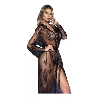 Robe Feminino Hobby Sexy Rendão Luxo Com Transparência