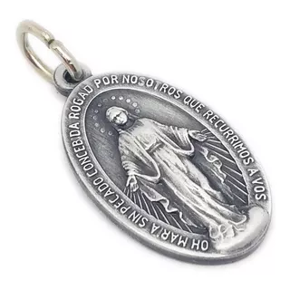 Medalla Virgen Milagrosa - Doble Cara - Cadena -  36mm / Al