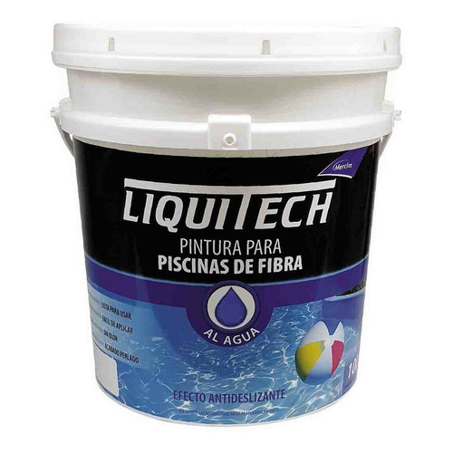 Pintura Pileta Piscina Liquitech Fibra Base Agua 10l Antides Color Blanco