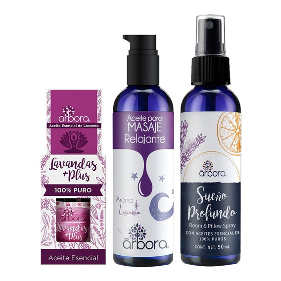 Kit Relajante Masaje Lavanda + Spray Sueño + Aceite Esencial