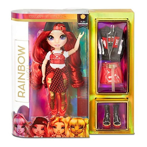 Rainbow High Ruby Anderson - Muñeca De Moda De Ropa Roja Co