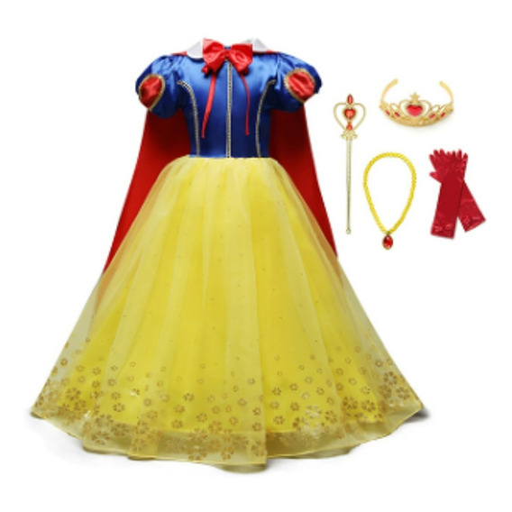 Disfraz Princesa Disney Blancanieves + Accesorios + Guantes Envío Gratis