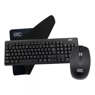 Combo Inalámbrico Teclado, Mouse, Mousepad Ideal Oficina Color Del Mouse Negro Color Del Teclado Negro