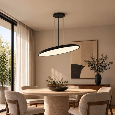 Colgante Led Moderno Lira 45w Negro Ø50cm C/control Negro