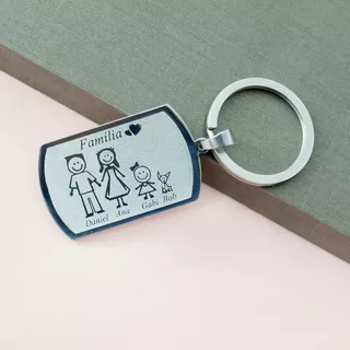 Chaveiro Família Feliz Personalizado Em Aço Inox