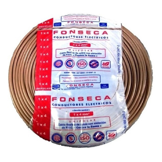 Cable Unipolar 4 Mm Marrón X 100m Normalizado Fonseca E631