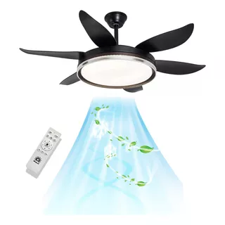 Ventilador Techo 6 Aspas Lampara Abanico 3 Tonos Luz Led 42 