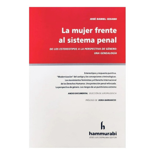 La Mujer Frente Al Sistema Penal: De Los Estereotipos A La Perspectiva De Genero: Una Genealog, De Cesano Jose D. Editorial Hammurabi, Tapa Blanda, Edición 1 En Español, 2023