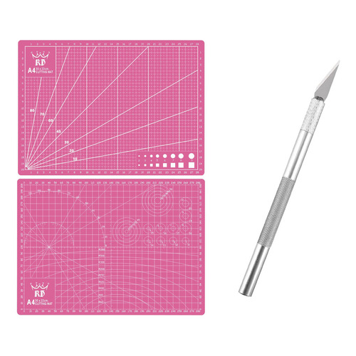 Base Tabla Tablero Para Corte A4 30x22 Cm + Cutter Bisturí Color Rosa
