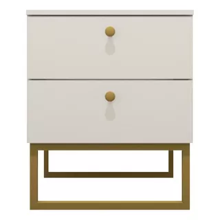 Mesa De Cabeceira Com Pés Metalon Dourado  Branca Cor Branco