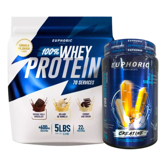 Proteína 100%whey 2.2kg+ Creatina Monohidratada 1kg Euphoric