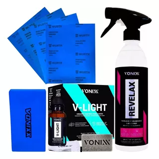 Kit Polimento Farol Revelax Lixa Vitrificador V-light Vonixx