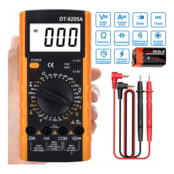 Remate RQ-WYB-9205 Multímetro Digital Digital Portátil Con Pantalla Lcd Ac/dc D