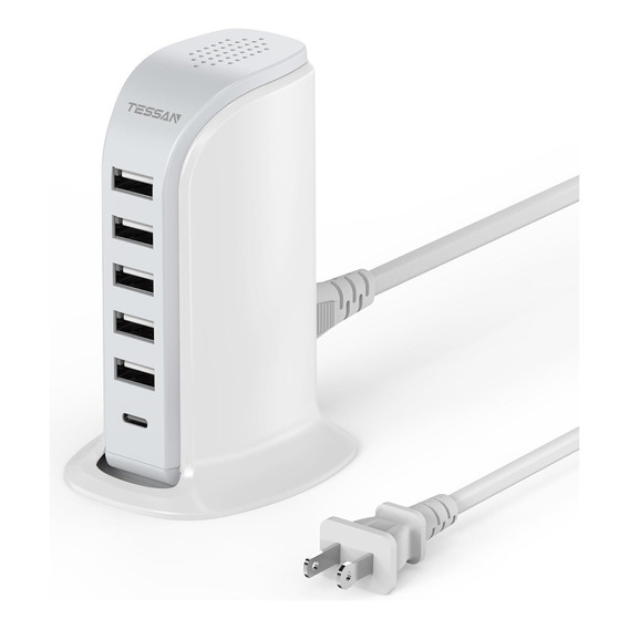 Carga Rápida Usb C De 20 W, 5 Puertos Usb A+1 Puertos Usb C