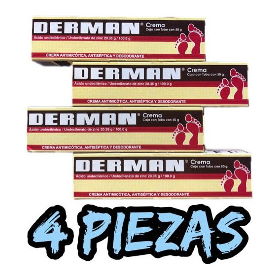 Derman, Caja Con  Tubo Crema 50 G, 4 Piezas Original