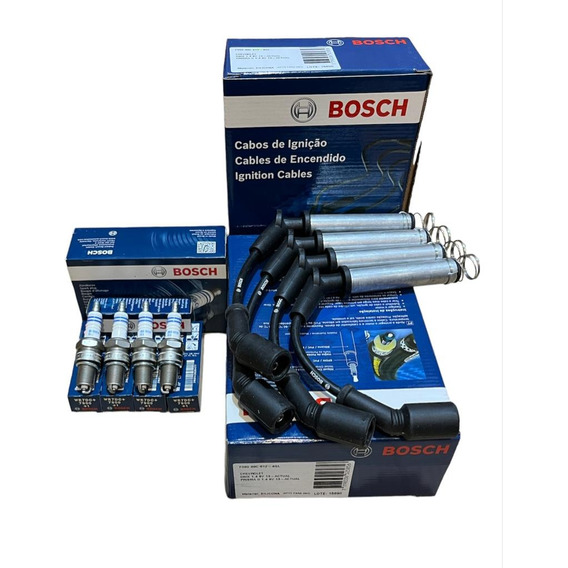 Juego Cables Bosch + 4 Bujias Bosch Chevrolet Prisma 1.4 8v