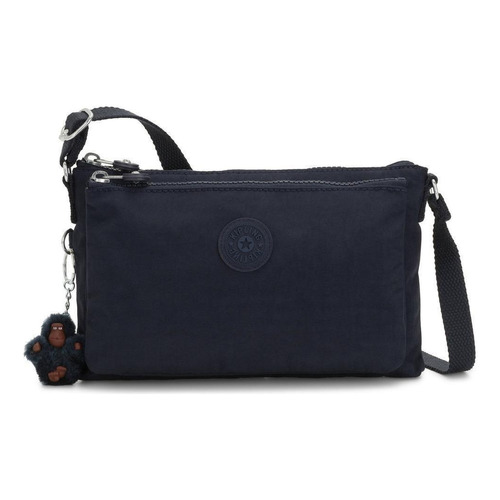 Bolsa bandolera Kipling Mikaela diseño lisa de nailon  true blue tonal con correa de hombro azul oscuro