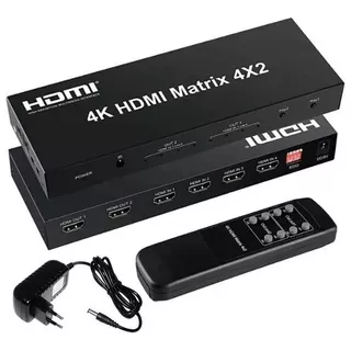 Matrix Switch Hdmi 4x2 Switch Splitter 4k Com Controle