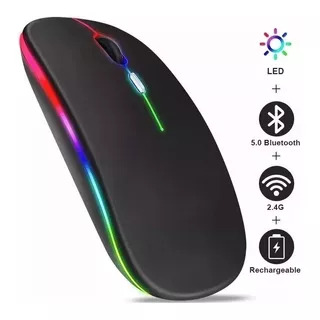 Mouse Inalambrico Recargable 2.4ghz Wireless Bluetooth Luz