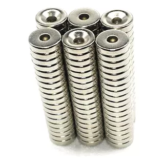 50pcs Imã De Neodimio Disco 10x3 - 10mm X 3mm Com Furo - N35