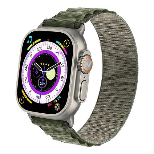 Smartwatch Reloj Inteligente Smart Band Sumergible Noga Sw17 Color de la caja Negro Color de la malla Verde Color del bisel Gris Diseño de la malla Mesh