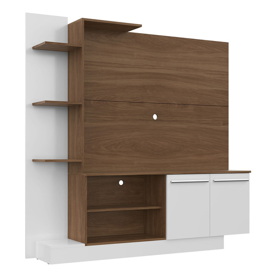 Mueble Para Tv Rack Mesa Con Panel Porto Color Marrón Claro