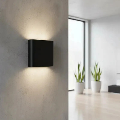 Bidireccional Aluminio Led 12w Luton 2 Negro Moderno Chato  Negro