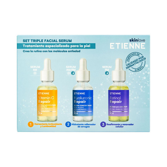 Etienne Set Triple Facial Serum 30ml Tipo De Piel Todo Tipo De Piel