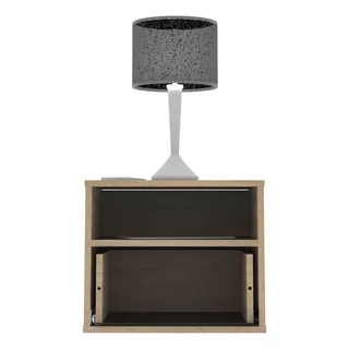 Mesa De Luz Flotante Mesita Con Cajon Y Estante Moderna Dielfe Mlf040 Color Roble Bardolino