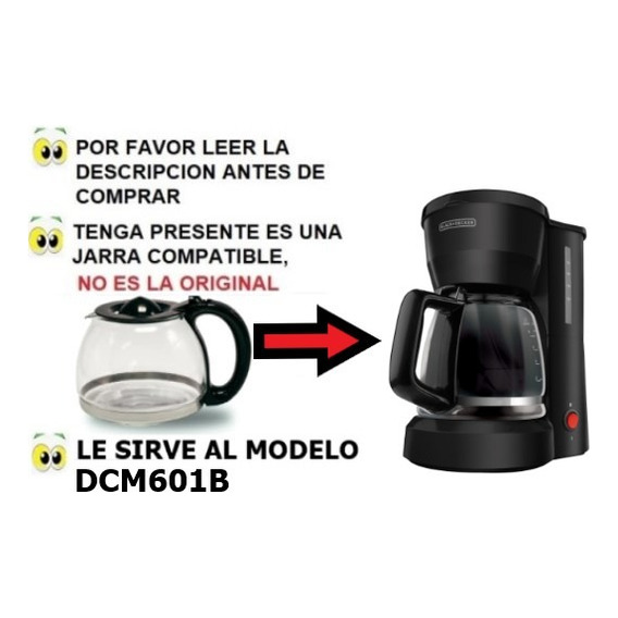 Jarra Repuesto Cafetera Black And Decker 5 Tazas Dcm601b
