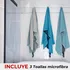 Toalla Microfibra Set De 3 Fitnics 100x30 Ejercicio +estuche Color Azul/gris