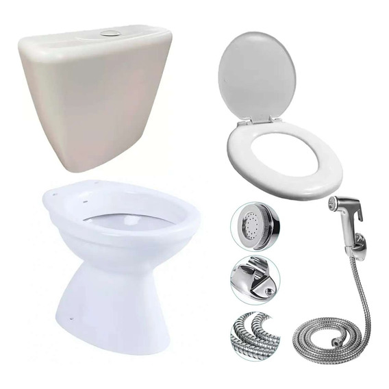 Combo Inodoro Roca Mochila Pvc Asiento Pvc + Bidet Gatillo E