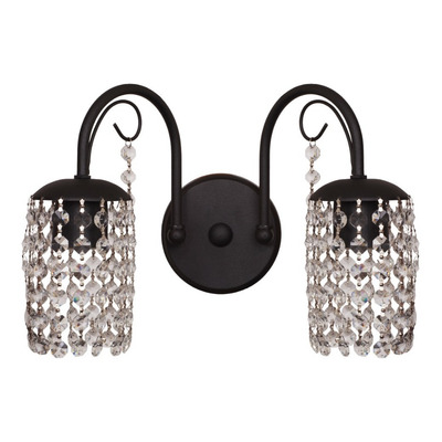 Aplique Lyon 2 Luces Cairel Deco Cristal Negro Apto Led E27