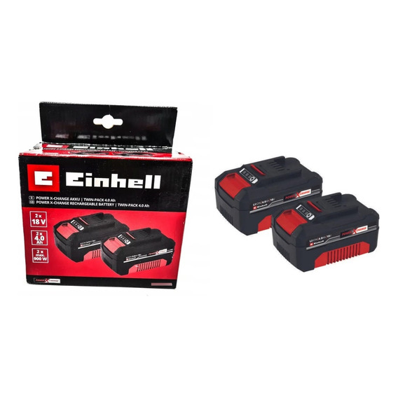 Sin Cargador Pack De 2 Baterías Litio 4.0ah 18v Einhell Twin