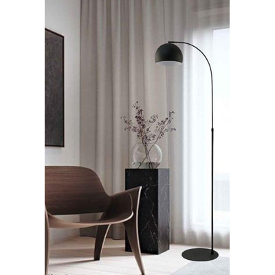 Lampara De Pie Arco Small Negra Moderna Apto Led Luz Desing