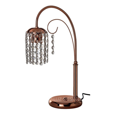 Lampara Velador Lyon Cobre Cristal Cairel Apto Led 