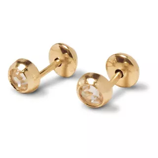 Aros Bebé Circón Blanco 4mm Enchapado Oro 18 K