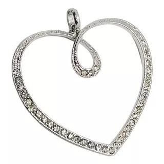 Dije Corazon Cristal Tipo Swarovski Oro Blanco 18k Laminado 