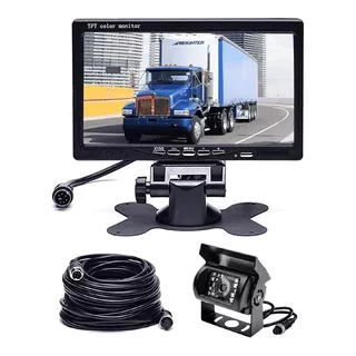 Monitor 7 PuLG Camara Reversa Ir Y Cable 10m 4pin Camion Bus