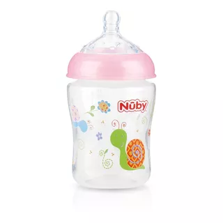 Mamadeira Nuby Bico Largo Silicone Imita Peito Seio Da Mãe Cor Rosa